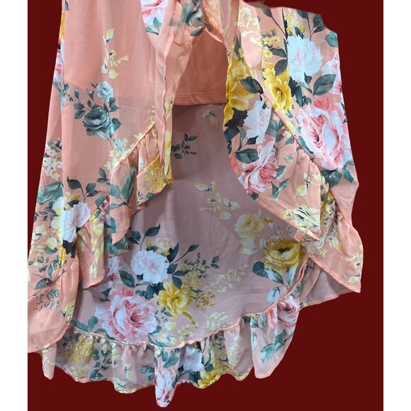 Rue 21 - Women's Sumer Sleeveless High Low Hem Ruffle Floral Dress - Pink - XXS - Picture 8 of 16